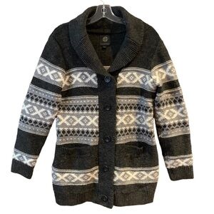 SANSARA Wool Blend Button Front Scandinavian Chunky Warm Knit Sweater/Cardigan